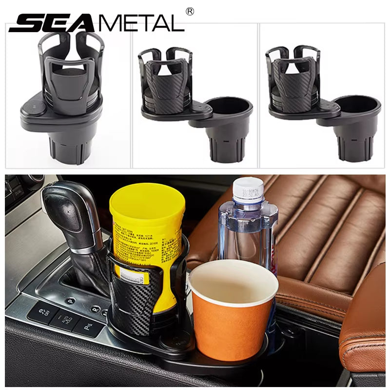 2 in 1 Car Cup Holder Expander 360 Degree Adjustable Base Drink Holder Anti-Shake Stable Auto Bottle Holder Organizer