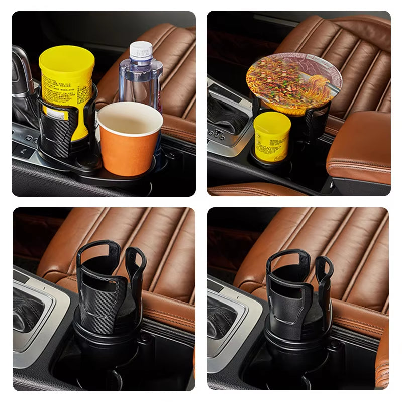 2 in 1 Car Cup Holder Expander 360 Degree Adjustable Base Drink Holder Anti-Shake Stable Auto Bottle Holder Organizer